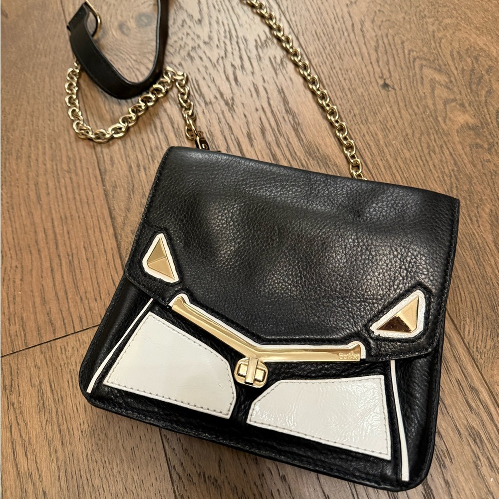 Botkier black and white leather crossbody.
